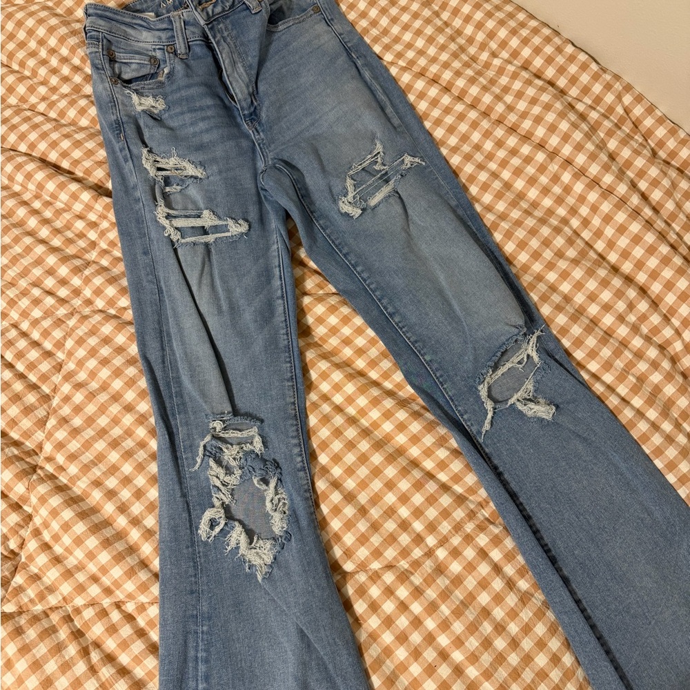American Eagle Outfitters Light Blue Distressed Bootcut Jeans